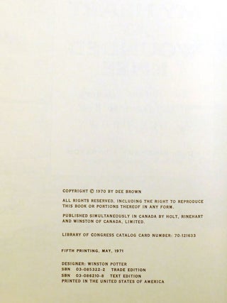 BURY MY HEART AT WOUNDED KNEE; An Indian History of the American West Signed
