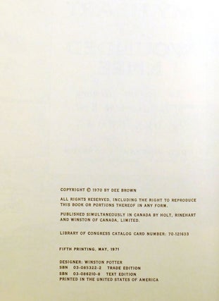 BURY MY HEART AT WOUNDED KNEE; An Indian History of the American West Signed