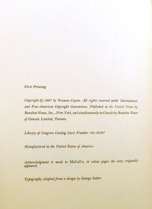 THE THANKSGIVING VISITOR, A CHRISTMAS MEMORY; Signed