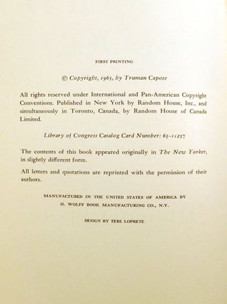 IN COLD BLOOD; A True Account of a Multiple Murder and its Consequences Signed
