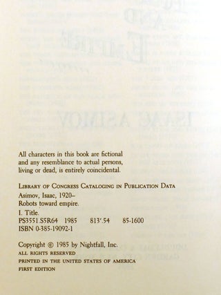 ROBOTS AND EMPIRE; Signed