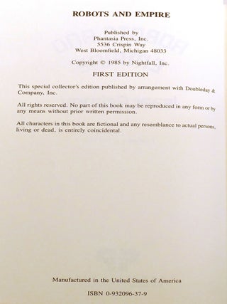 ROBOTS AND EMPIRE; Signed