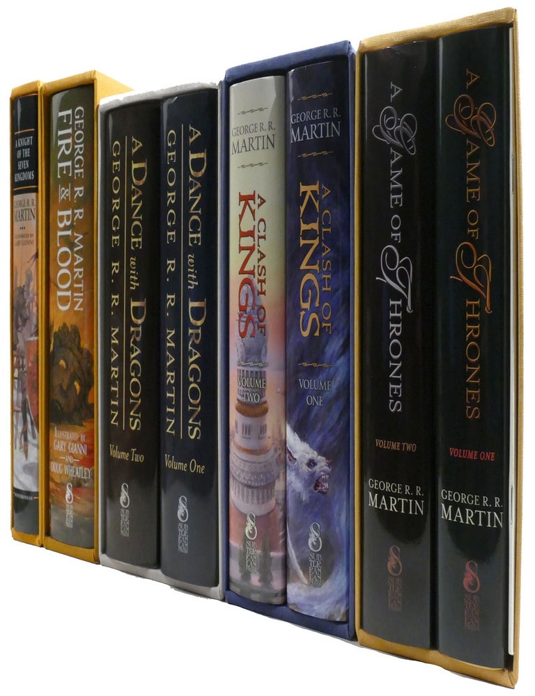 Item #211734 GAME OF THRONES COLLECTION SIGNED MATCHING #! ; A Game of Thrones, a Clash of Kings, a Dance with Dragons, Fire & Blood, a Knight of the Seven Kingdoms. George R. R. Martin.