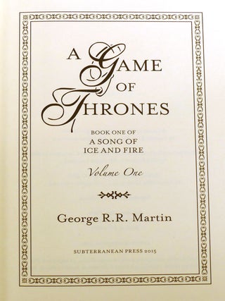 GAME OF THRONES COLLECTION SIGNED MATCHING #! ; A Game of Thrones, a Clash of Kings, a Dance with Dragons, Fire & Blood, a Knight of the Seven Kingdoms