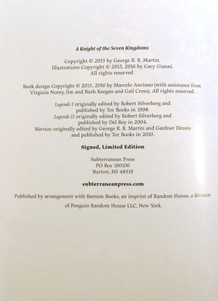GAME OF THRONES COLLECTION SIGNED MATCHING #! ; A Game of Thrones, a Clash of Kings, a Dance with Dragons, Fire & Blood, a Knight of the Seven Kingdoms