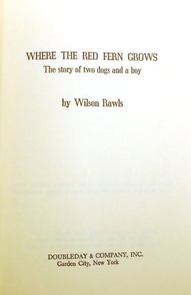 WHERE THE RED FERN GROWS SIGNED