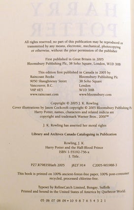 HARRY POTTER AND THE HALF-BLOOD PRINCE; Signed
