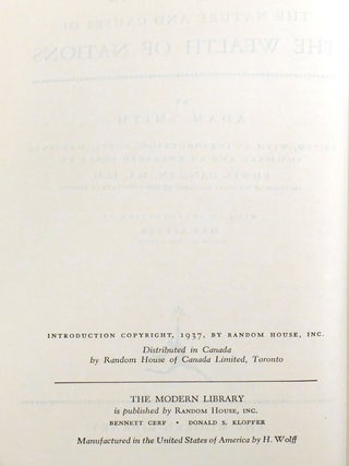 WEALTH OF NATIONS; Modern Library Giant G32