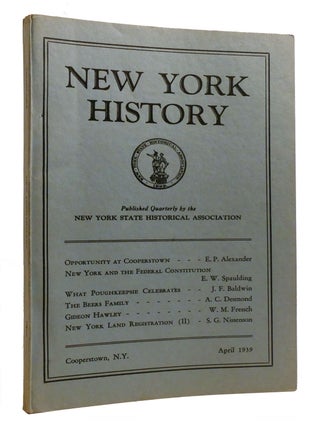 Item #216515 NEW YORK HISTORY VOLUME XX NUMBER 2; April 1939. Alexander C. Flick