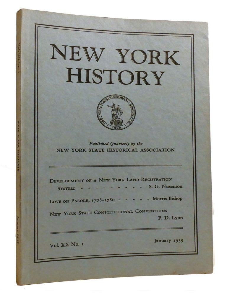 Item #216516 NEW YORK HISTORY VOLUME XX NUMBER 1; January 1939. Alexander C. Flick.