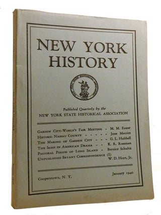 Item #216518 NEW YORK HISTORY VOLUME XXI NUMBER 1; January 1940. Alexander C. Flick