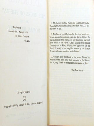 DIURNAL; The Hours of the Day of the Roman Breviary