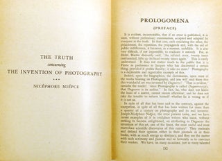NICEPHORE NIEPCE; The Truth Concerning the Invention of Photography Nicephore Niepce His Life Letters and Works