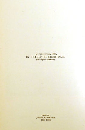 PERSONAL MEMOIRS OF P. H. SHERIDAN; General United States Army