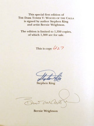 THE DARK TOWER V, VI, VII SET; Signed Wolves of the Calla, Song of Susannah, the Dark Tower