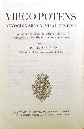 VIRGO POTENS. DEVOCIONARIO Y MISAL FESTIVO. BARCELONA.; Rare Spanish Misal