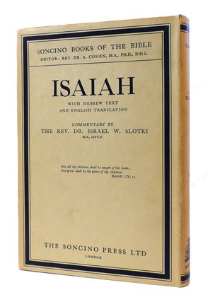 Item #305491 ISAIAH: HEBREW TEXT & ENGLISH TRANSLATION WITH AN INTRODUCTION AND COMMENTARY. Rev....