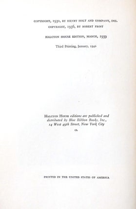 COLLECTED POEMS OF ROBERT FROST 1939