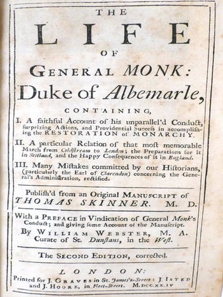 THE LIFE OF GENERAL MONK: DUKE OF ALBERMARLE