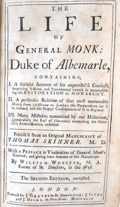 THE LIFE OF GENERAL MONK: DUKE OF ALBERMARLE
