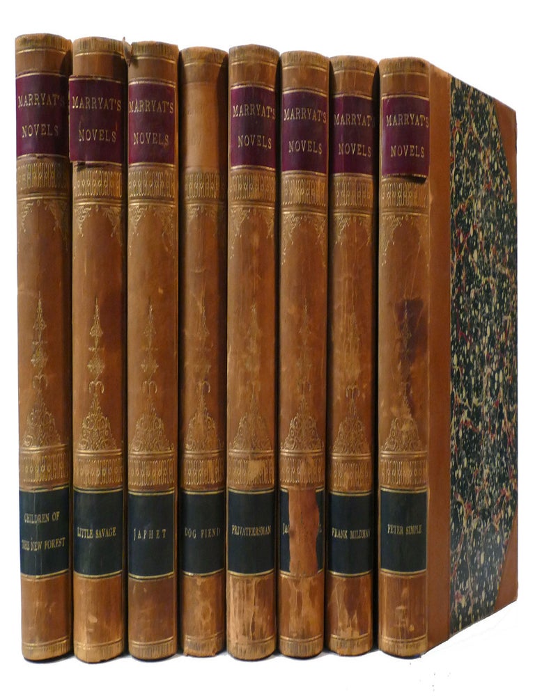 Item #308374 24 VOLUME SET: CHILDREN OF THE NEW FOREST, LITTLE SAVAGE, JAPHET, THE DOG FIEND, THE PRIVATEERSMAN, JACOB FAITHFUL, FRANK MILDMAY, PETER SIMPLE, THE KING'S OWN, THE POACHER, THE MISSION, VALERIE, RATTLIN, THE REEFER, MASTERMAN READY, THE PHANTOM SHIP; Settlers in Canada, Newton Forster, the Pirate and the Three Cutters, Olla Podrida, the Pacha of Many Tales, Mr. Midshipman Easy, Poor Jack, the Travels and Adventures of Monsieur Violet, Percival Keene. Captain Frederick Marryat.