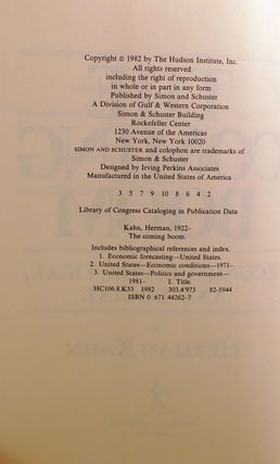 THE COMING BOOM SIGNED; Economic, Political, and Social