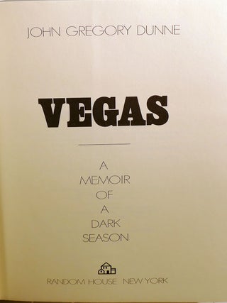 VEGAS: A MEMOIR OF A DARK SEASON
