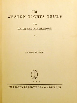 IM WESTEN NICHTS NEUES - ALL QUIET ON THE WESTERN FRONT