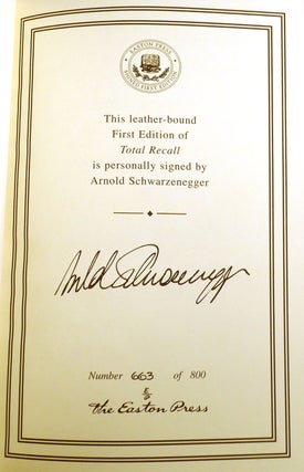 TOTAL RECALL; MY Unbelievably True Life Story Signed Easton Press