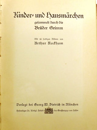 KINDER-UND HAUSMARCHEN Gesammelt Durch Die Bruder Grimm the Brothers Grimm