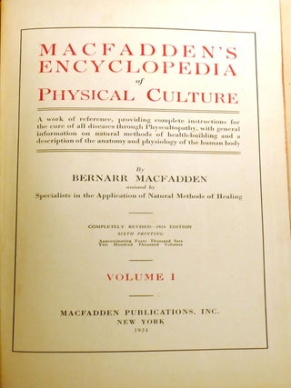 MACFADDEN'S ENCYCLOPEDIA OF PHYSICAL CULTURE VOLUMES I-III