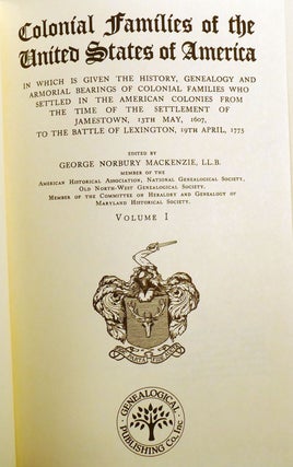 COLONIAL FAMILIES OF THE UNITED STATES OF AMERICA 7 VOLUME SET