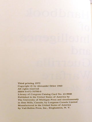 HANDBOOK OF INTELLIGENCE AND GUERRILLA WARFARE