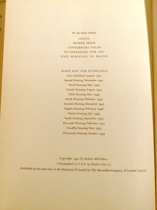 MAKE WAY FOR DUCKLINGS; Signed