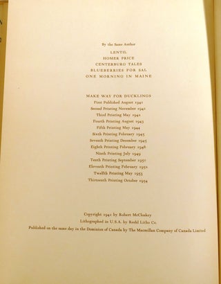 MAKE WAY FOR DUCKLINGS; Signed