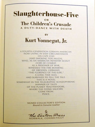 SLAUGHTERHOUSE-FIVE; Signed Easton Press