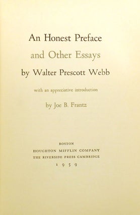 AN HONEST PREFACE; Signed