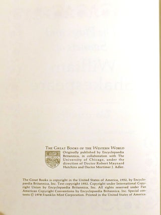 THE PLAYS AND SONNETS OF WILLIAM SHAKESPEARE 7 VOLUME SET; Franklin Library