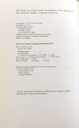 TERROR OUT OF ZION; Irgun Zvai Leumi, LEHI, and the Palestine Underground, 1929-1949