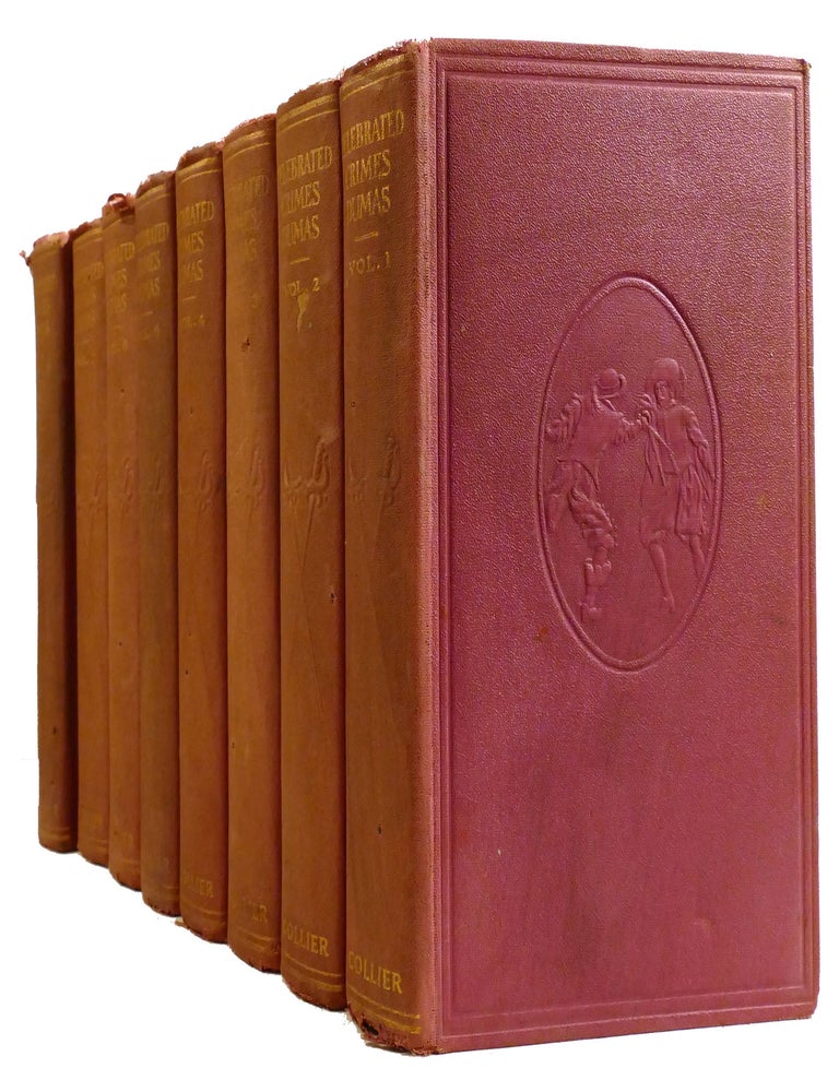 Item #334146 CELEBRATED CRIMES 8 VOLUME SET; The Borgias, the Cenci, Massacres of the South, Karl-Ludwig Sand, Ussain Grandier, Nisida, Derues, La Constantin, Joan of Naples, the Man in the Iron Mask, Martin Guerre, Ali Pacha, Countess De Saint-Geran, Murat, the Marquise De Brinvilliers, Vaninka. Alexander Dumas.