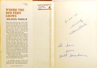 WHERE THE RED FERN GROWS; The Story of Two Dogs and a Boy Signed