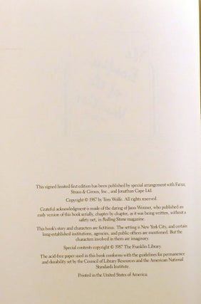 THE BONFIRE OF THE VANITIES; Signed