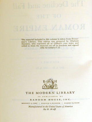 THE DECLINE AND FALL OF THE ROMAN EMPIRE THREE VOLUME SET