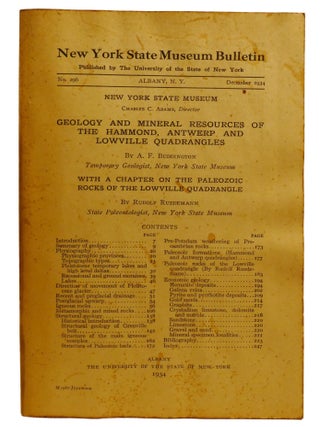 Item #603369 GEOLOGY AND MINERAL RESOURCES OF THE HAMMOND, ANTWERP AND LOWVILLE QUADRANGLES. A....