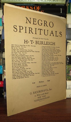 Item #62694 NEGRO SPIRITUALS : 'Tis Me, O Lord Arranged for Solo Voice by H. T. Burleigh Sheet...