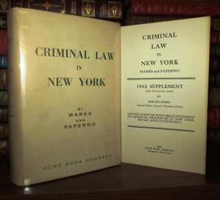 Item #70960 CRIMINAL LAW IN NEW YORK. Edward Marks Lloyd I. Paperno