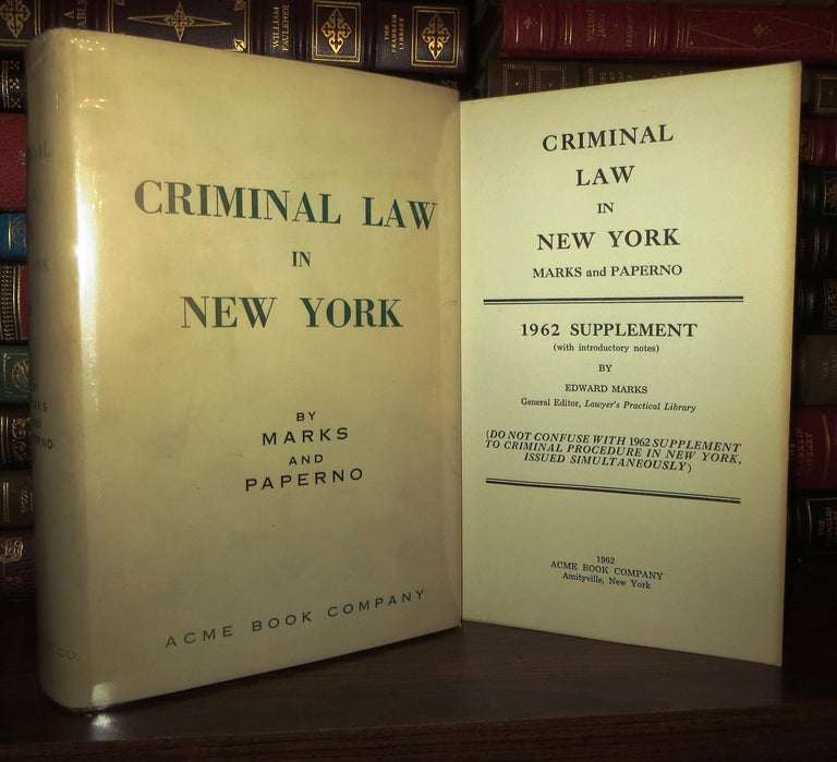 Item #70960 CRIMINAL LAW IN NEW YORK. Edward Marks Lloyd I. Paperno.
