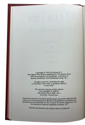 ORIGINS RECONSIDERED; Signed Easton Press