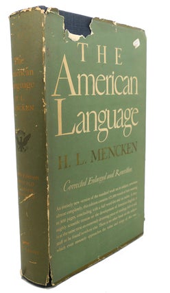 Item #95160 THE AMERICAN LANGUAGE : An Inquiry Into the Development of English in the United...